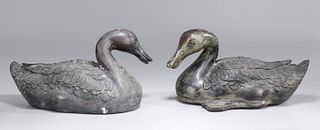 Pair of Chinese Bronze Metal Ducks