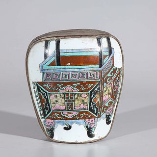 Chinese Enameled Porcelain Metalwork Box