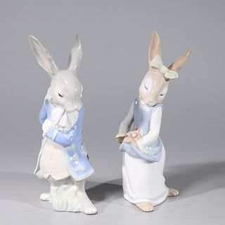 Pair of Nao Porcelain Rabbit Figures