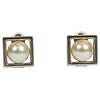 Chanel Silver & Pearl Square Earrings