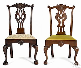 Frank Auspitz, York, Pennsylvania two Chippendale style walnut dining chairs.