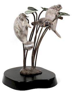 BRIAN ARTHURX POLISHED & PATINATED BRONZE SCULPTURE