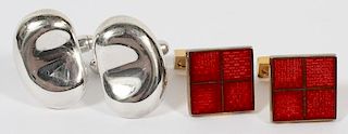 LOUIS VUITTON & OTHER STERLING CUFFLINKS TWO PAIRS