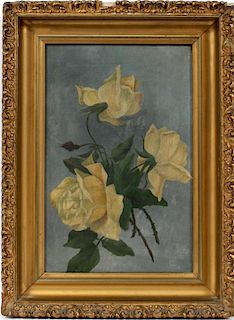 AMERICAN STILL LIFE OF ROSES OIL ON CANVAS C. 1900