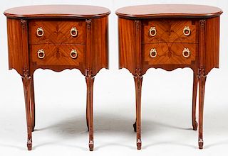 FRENCH STYLE SATINWOOD TWO-DRAWER COMMODES PAIR