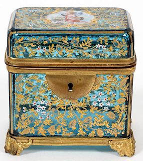 MOSER ENAMELED GLASS JEWELRY BOX LATE 19TH C.
