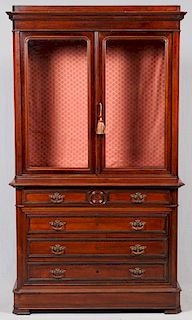 ROSEWOOD BOOKCASE W/ DRAWERS 19TH C.