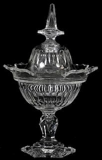 WATERFORD CRYSTAL COVERED COMPOTE 19TH C.