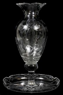 LIBBEY ETCHED CRYSTAL EPERGNE