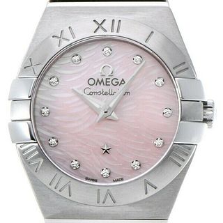 Omega Constellation Plum Quartz 24mm Pink Shell Diamond Ladies Watch