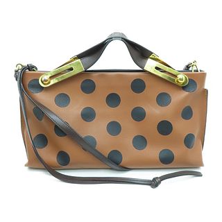 Loewe Missy Dots Satchel Shoulder Handbag Calfskin Leather Brown Black