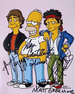 MICK JAGGER & KEITH RICHARDS SIGNED SIMPSONS IMAGE