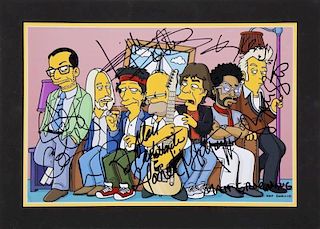 MULTIPLE MUSICIANS SIGNED THE SIMPSONS IMAGE