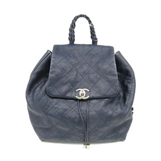Chanel Quilted CC SHW Backpack Calfskin Leather Blue