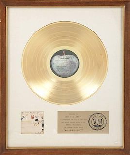 JOHN LENNON "GOLD" WHITE MATTE RECORD AWARD