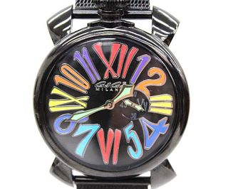 Gaga Milano Slim 5082 Black Dial Multicolor SS Japan Unisex Wristwatch