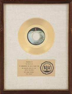 THE BEATLES "GOLD" WHITE MATTE RECORD AWARD