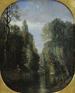 DAULNOY, Victor. Oil on Canvas. River with