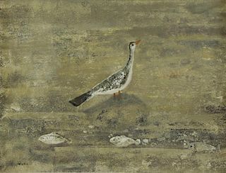 MOTO, Hagio. Oil on Canvas. Seabird and Fish.