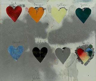 DINE, Jim. Lithograph "Eight Hearts" 1970.