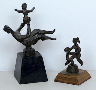 GROSS, Chaim. Two Bronze Mother & Child Sculptures