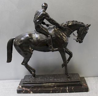 After Bonheur Bronze Horse & Jockey Sculpture.