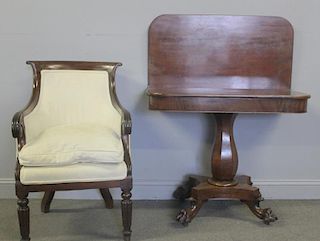 Antique Mahogany Card Table and Chair Lot.
