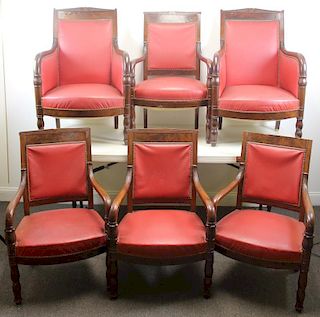 Set of 6 Upholstered 19th Century French Mahogany
