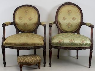 His and Hers Louis XVI Style Finely Carved &