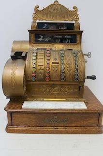 NATIONAL. Antique Brass Cash Register.