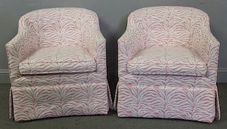 Pair of Modern Upholstered Low Club Chairs.