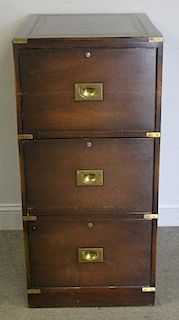 Vintage 3 Drawer File Cabinet with Brass Trim &