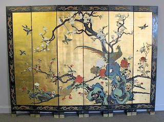 6 Panel Decorative Asian Screen on Stand.