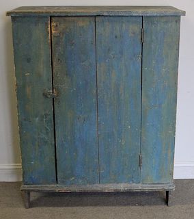 Antique Blue Painted 1 Door Country Cabinet.