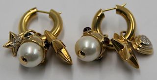 JEWELRY. Italian 18kt Gold Earrings.