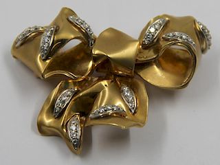 JEWELRY. Forley 18kt Gold and Diamond Bow Form