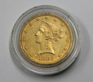 GOLD. 1882 $10 Gold Liberty Coin.