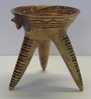 Pre-Colombian (?) Peruvian Three Legged Bowl or