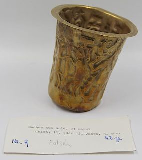 GOLD. Pre-Columbian (?) Peruvian Gold Beaker.