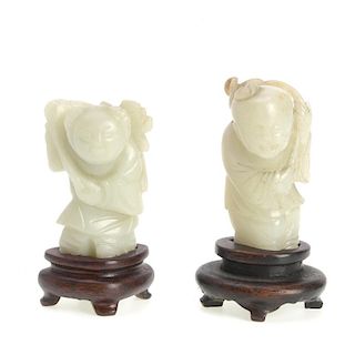 Chinese pale celadon jade carving of a boy