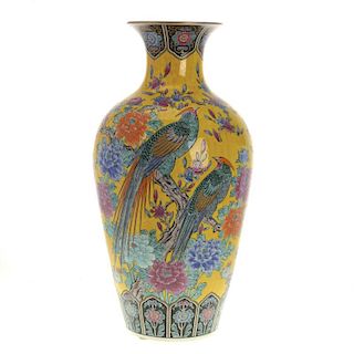 Large Chinese yellow ground porcelain vase