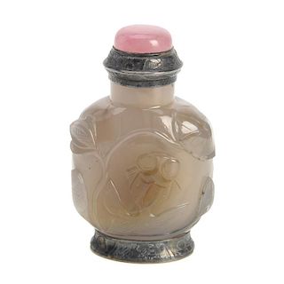 Chinese agate snuff silver mounted by Maquet