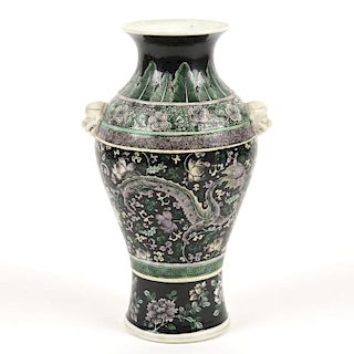 Chinese famille noir porcelain dragon vase