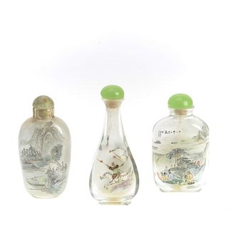 (3) Chinese inside painted snuff bottles