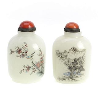 Large pair Chinese inside painted snuff bottles