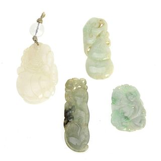 Group (4) Chinese carved jade pendants