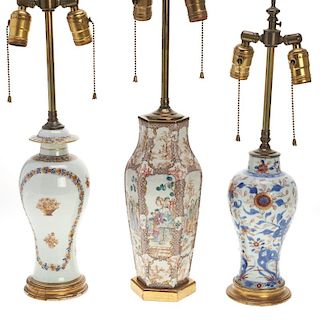 (3) Chinese Export porcelain jars or vases