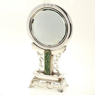 Orientalist jade and silver dressing mirror