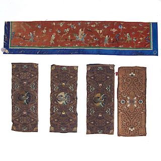 (5) Antique Chinese embroidered textile panels