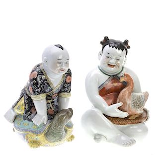 (2) Chinese porcelain happy figures